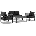 Ensemble de conversation 4 pièces en aluminium pour patio avec coussins