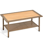 Table basse d'extérieur en osier Fernald Table à manger rectangulaire en rotin marron