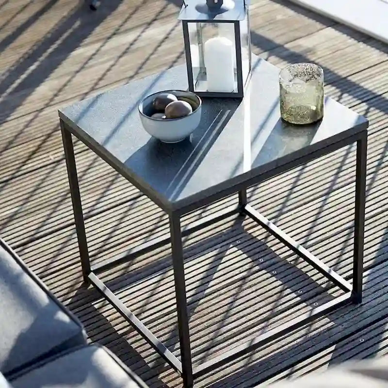 DreamPatio Jestin Table d'appoint carrée d'extérieur en granit véritable