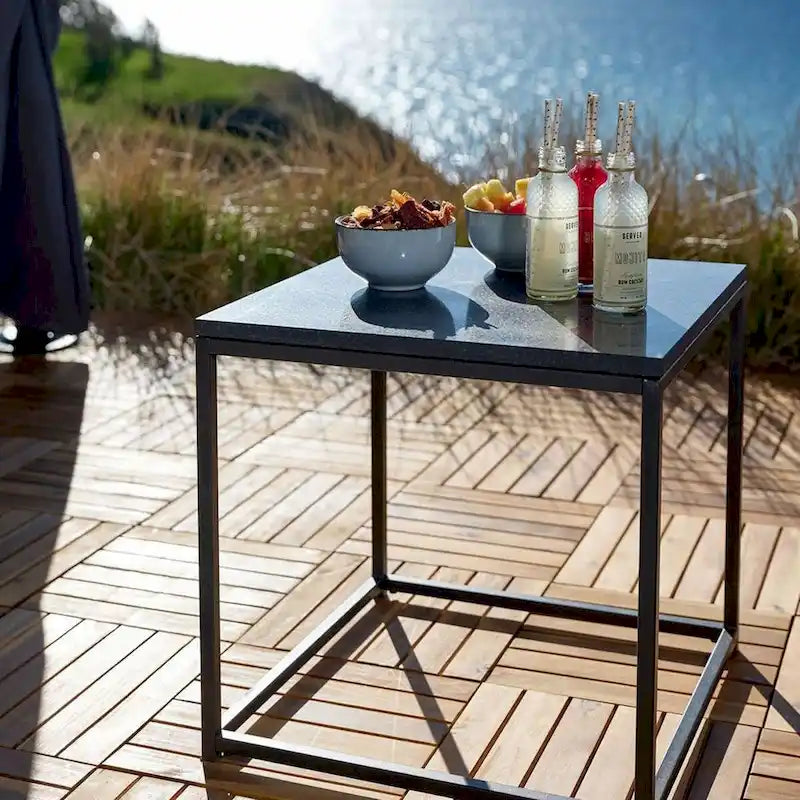 DreamPatio Jestin Table d'appoint carrée d'extérieur en granit véritable