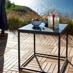 DreamPatio Jestin Table d'appoint carrée d'extérieur en granit véritable