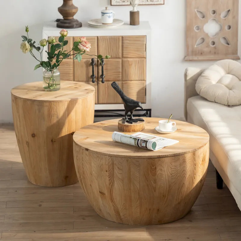 Table basse en forme de seau, lot de deux pièces
