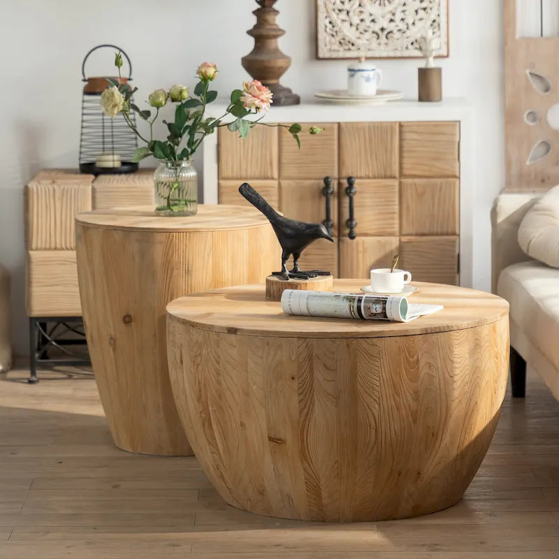 Table basse en forme de seau, lot de deux pièces