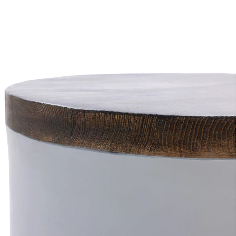 Table d'appoint ronde en MgO gris et marron, intérieur et extérieur