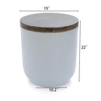 Table d'appoint ronde en MgO gris et marron, intérieur et extérieur