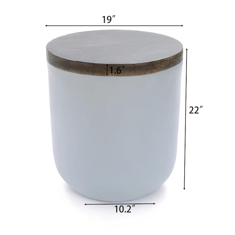 Table d'appoint ronde en MgO gris et marron, intérieur et extérieur