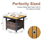 Table basse de patio en osier de 22 po de largeur avec trou pour parasol