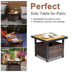 Table basse de patio en osier de 22 po de largeur avec trou pour parasol