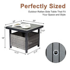 Table basse de patio en osier de 22 po de largeur avec trou pour parasol