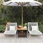 Table basse de patio en osier de 22 po de largeur avec trou pour parasol