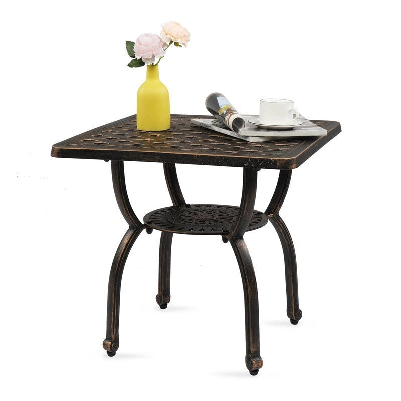 Cast Aluminum Outdoor Side Table Anti-Rust Outdoor Square End Table