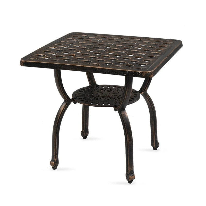 Table d'appoint d'extérieur en aluminium moulé, table de bout carrée d'extérieur antirouille