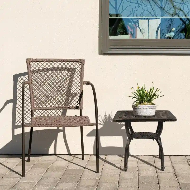 Table d'appoint d'extérieur en aluminium moulé, table de bout carrée d'extérieur antirouille