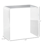 Table d'appoint en acrylique HOMCOM, table d'appoint moderne en cascade avec bords arrondis pour petits espaces, 21 x 12 x 21, transparente