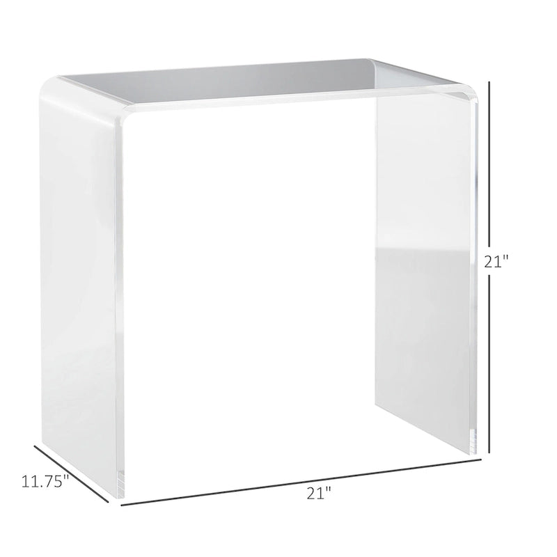 Table d'appoint en acrylique HOMCOM, table d'appoint moderne en cascade avec bords arrondis pour petits espaces, 21 x 12 x 21, transparente