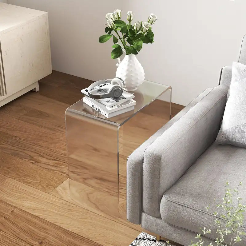 Table d'appoint en acrylique HOMCOM, table d'appoint moderne en cascade avec bords arrondis pour petits espaces, 21 x 12 x 21, transparente