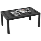 Table basse de patio Outsunny, table d'appoint d'extérieur rectangulaire avec cadre en acier et plateau à lattes pour jardin