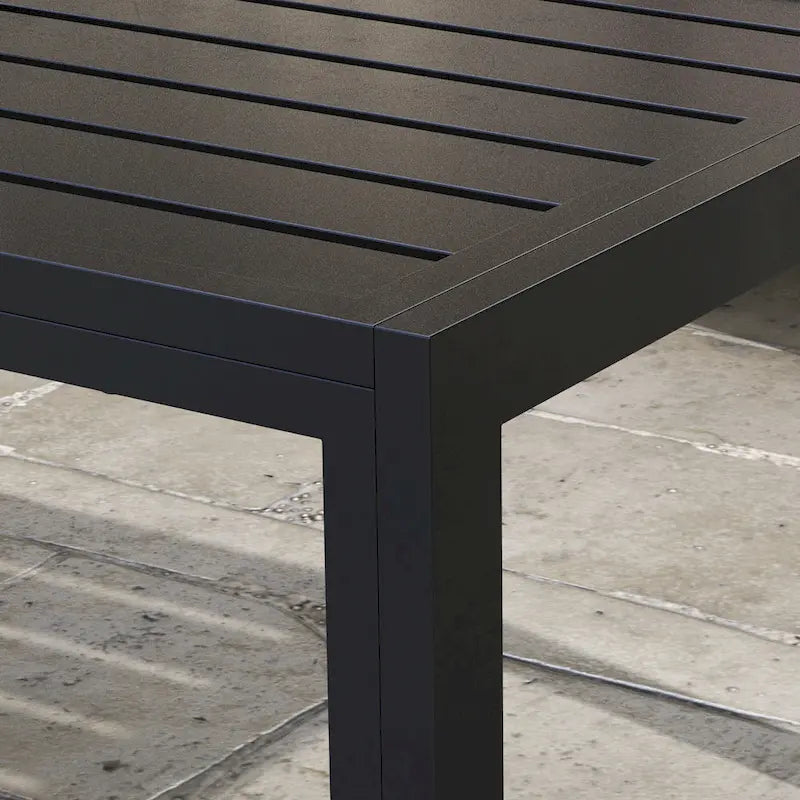 Table basse de patio Outsunny, table d'appoint d'extérieur rectangulaire avec cadre en acier et plateau à lattes pour jardin