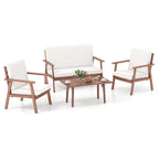 Costway Ensemble de Conversation 4 pièces pour Patio Canapé Table Basse en Bois d'Acacia - Voir Détails