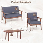 Costway Ensemble de Conversation 4 pièces pour Patio Canapé Table Basse en Bois d'Acacia - Voir Détails