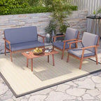 Costway Ensemble de Conversation 4 pièces pour Patio Canapé Table Basse en Bois d'Acacia - Voir Détails