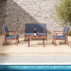Costway Ensemble de Conversation 4 pièces pour Patio Canapé Table Basse en Bois d'Acacia - Voir Détails