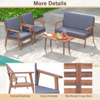Costway Ensemble de Conversation 4 pièces pour Patio Canapé Table Basse en Bois d'Acacia - Voir Détails
