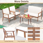 Costway Ensemble de Conversation 4 pièces pour Patio Canapé Table Basse en Bois d'Acacia - Voir Détails