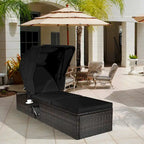 Costway Lot de 2 chaises longues de jardin en rotin avec coussin et auvent - Voir détails