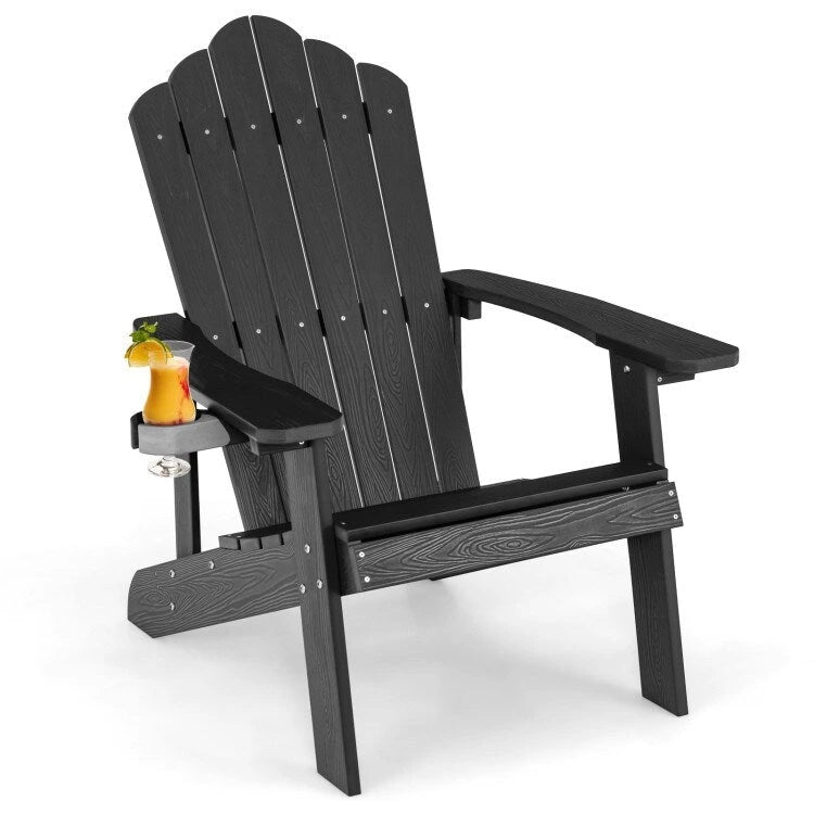 Weather Resistant HIPS Outdoor Adirondack Chair with Cup Holder - 33.4 x 30 x 37