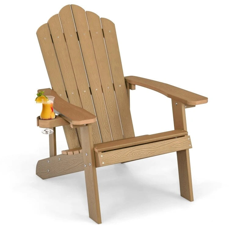 Chaise Adirondack d'extérieur en HIPS résistant aux intempéries avec porte-gobelet - 33,4 x 30 x 37
