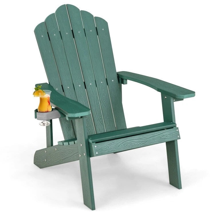 Chaise Adirondack d'extérieur en HIPS résistant aux intempéries avec porte-gobelet - 33,4 x 30 x 37