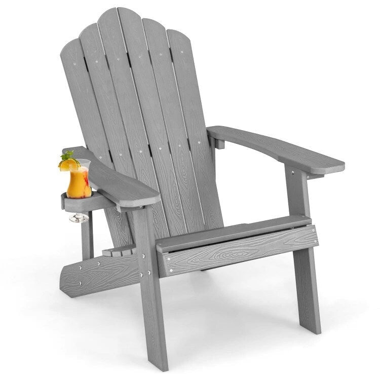 Chaise Adirondack d'extérieur en HIPS résistant aux intempéries avec porte-gobelet - 33,4 x 30 x 37