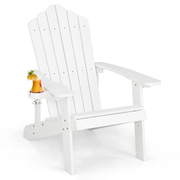 Chaise Adirondack d'extérieur en HIPS résistant aux intempéries avec porte-gobelet - 33,4 x 30 x 37