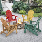 Chaise Adirondack d'extérieur en HIPS résistant aux intempéries avec porte-gobelet - 33,4 x 30 x 37