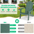 Chaise Adirondack d'extérieur en HIPS résistant aux intempéries avec porte-gobelet - 33,4 x 30 x 37