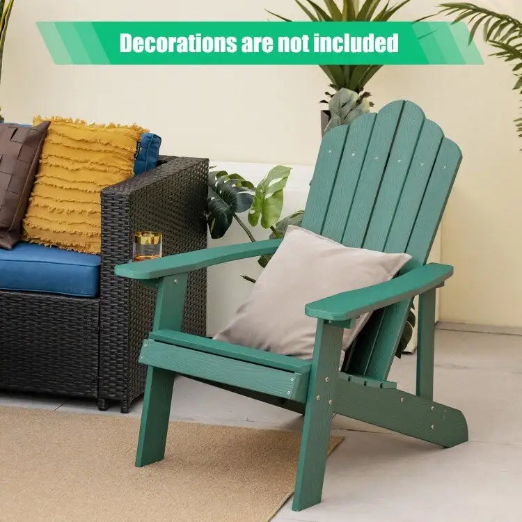 Chaise Adirondack d'extérieur en HIPS résistant aux intempéries avec porte-gobelet - 33,4 x 30 x 37