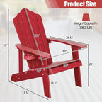 Chaise Adirondack d'extérieur en HIPS résistant aux intempéries avec porte-gobelet - 33,4 x 30 x 37