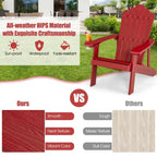 Chaise Adirondack d'extérieur en HIPS résistant aux intempéries avec porte-gobelet - 33,4 x 30 x 37