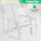 Chaise Adirondack d'extérieur en HIPS résistant aux intempéries avec porte-gobelet - 33,4 x 30 x 37