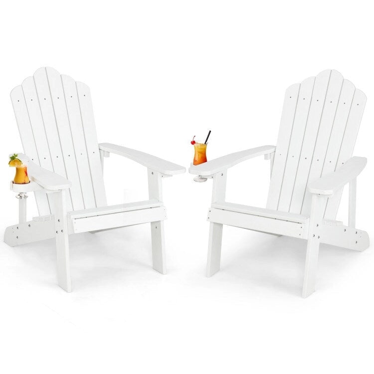 Chaise Adirondack d'extérieur en HIPS résistant aux intempéries avec porte-gobelet - 33,4 x 30 x 37