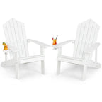 Chaise Adirondack d'extérieur en HIPS résistant aux intempéries avec porte-gobelet - 33,4 x 30 x 37
