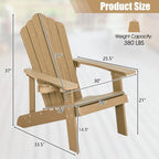 Chaise Adirondack d'extérieur en HIPS résistant aux intempéries avec porte-gobelet - 33,4 x 30 x 37