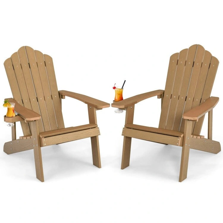 Chaise Adirondack d'extérieur en HIPS résistant aux intempéries avec porte-gobelet - 33,4 x 30 x 37