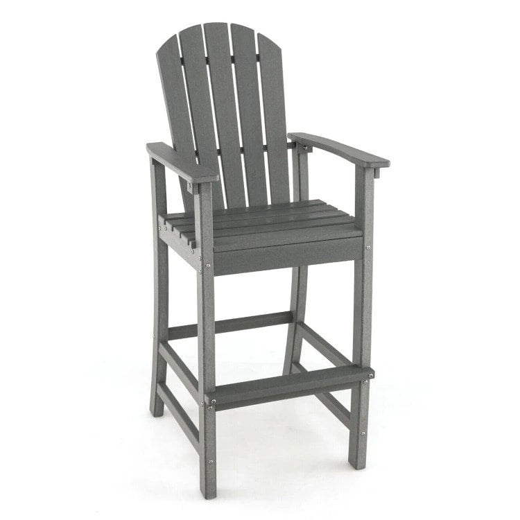 30 Inches Counter Height Outdoor HDPE Bar Stool with Armrests and Footrest - 27 x 23 x 52