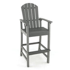 Tabouret de bar d'extérieur en PEHD, hauteur comptoir 76 cm, avec accoudoirs et repose-pieds - 68,5 x 58,5 x 132 cm