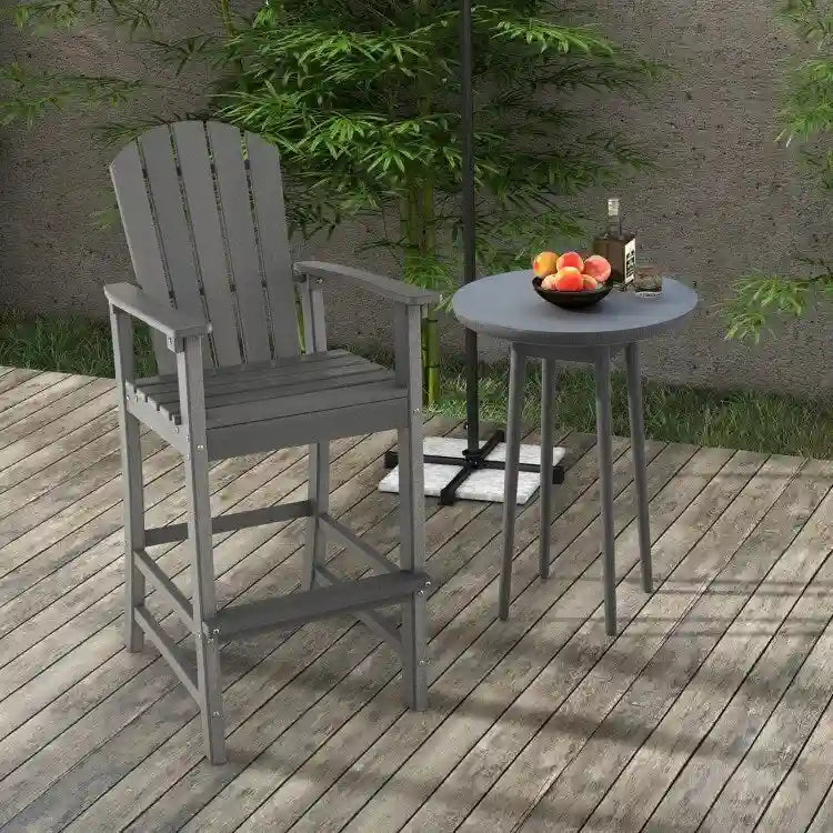 Tabouret de bar d'extérieur en PEHD, hauteur comptoir 76 cm, avec accoudoirs et repose-pieds - 68,5 x 58,5 x 132 cm