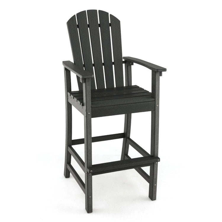 Tabouret de bar d'extérieur en PEHD, hauteur comptoir 76 cm, avec accoudoirs et repose-pieds - 68,5 x 58,5 x 132 cm