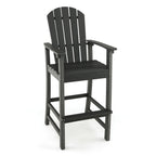 Tabouret de bar d'extérieur en PEHD, hauteur comptoir 76 cm, avec accoudoirs et repose-pieds - 68,5 x 58,5 x 132 cm