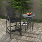Tabouret de bar d'extérieur en PEHD, hauteur comptoir 76 cm, avec accoudoirs et repose-pieds - 68,5 x 58,5 x 132 cm